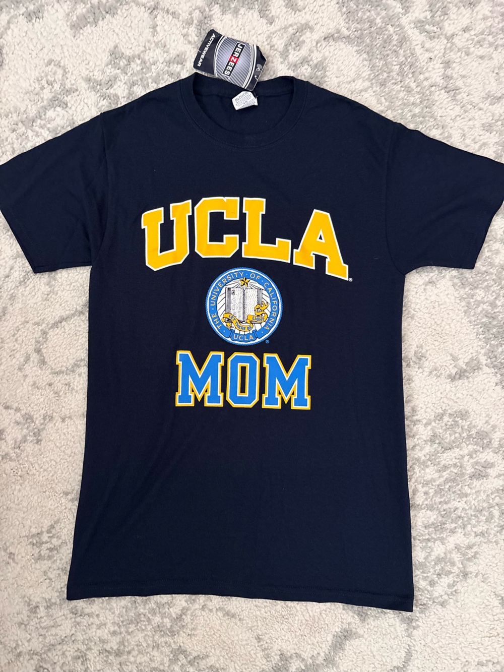 UCLA Mom Navy Graphic T-Shirt with Gold & Blue Seal